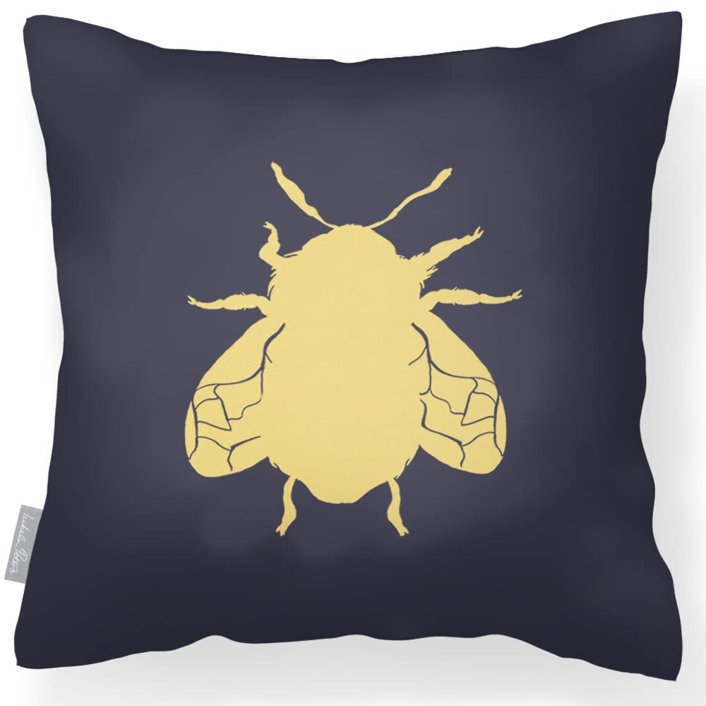 Izabela Peters Bee - Graphite Waterproof Outdoor Cushion - 43 Cm, Filled Garden Seat And Chair Cushions With Bee-Graphite Design For Furniture