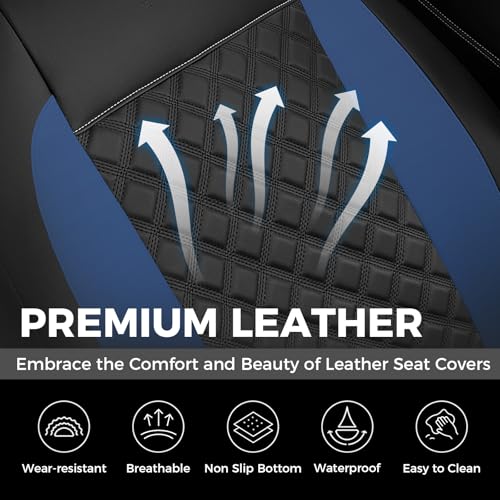 Image of FLORICH Seat Covers, Front Seat Covers 2 PCs, Automotive Seat Cover for Cars, Luxury Leather Universal Seat Cover Accessories Fit for Most Cars SUV Truck Sedans(Blue)