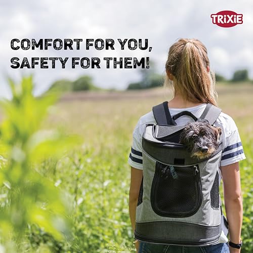 Image of Trixie William Pet Carrier Backpack for Dogs & Cats, Soft-Sided Travel Carrier with Mesh Ventilation, Airline Friendly Portable Pet Backpack, Comfortable Shoulder Bag for Small Dogs, Cats & Puppies