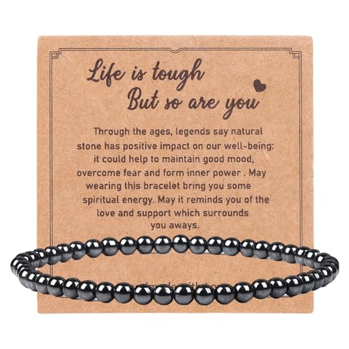 GWAWG Bracelet Femme en Pierres Naturelles 4 mm,Améthyste, Obsidienne, Quartz Rose, Œil de Chat, Cristal, Bijou Symbolique Cadeau Porte-Bonheur pour Femme Homme (Noir...