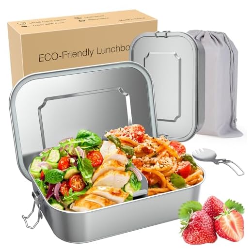 AZHE Brotdose Edelstahl mit Fächern, Lunchbox Auslaufsicher 1200ml, Brotzeitdose mit Trennwänd, Brotdosen Metall für Erwachsene & Kinder