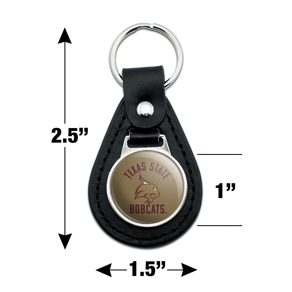 GRAPHICS & MORE Black Leather Texas State Bobcats Keychain