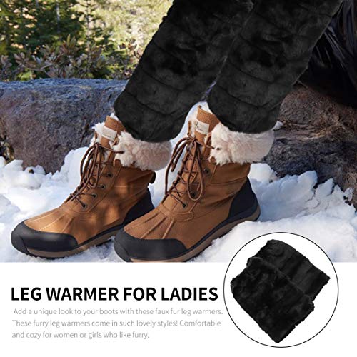 Image of BESPORTBLE Women Warmer Faux Rabbit Fur Leg Warm Cover Boot Shoe Warm Gaiter Cover for Ladies 30cm 1 Pair