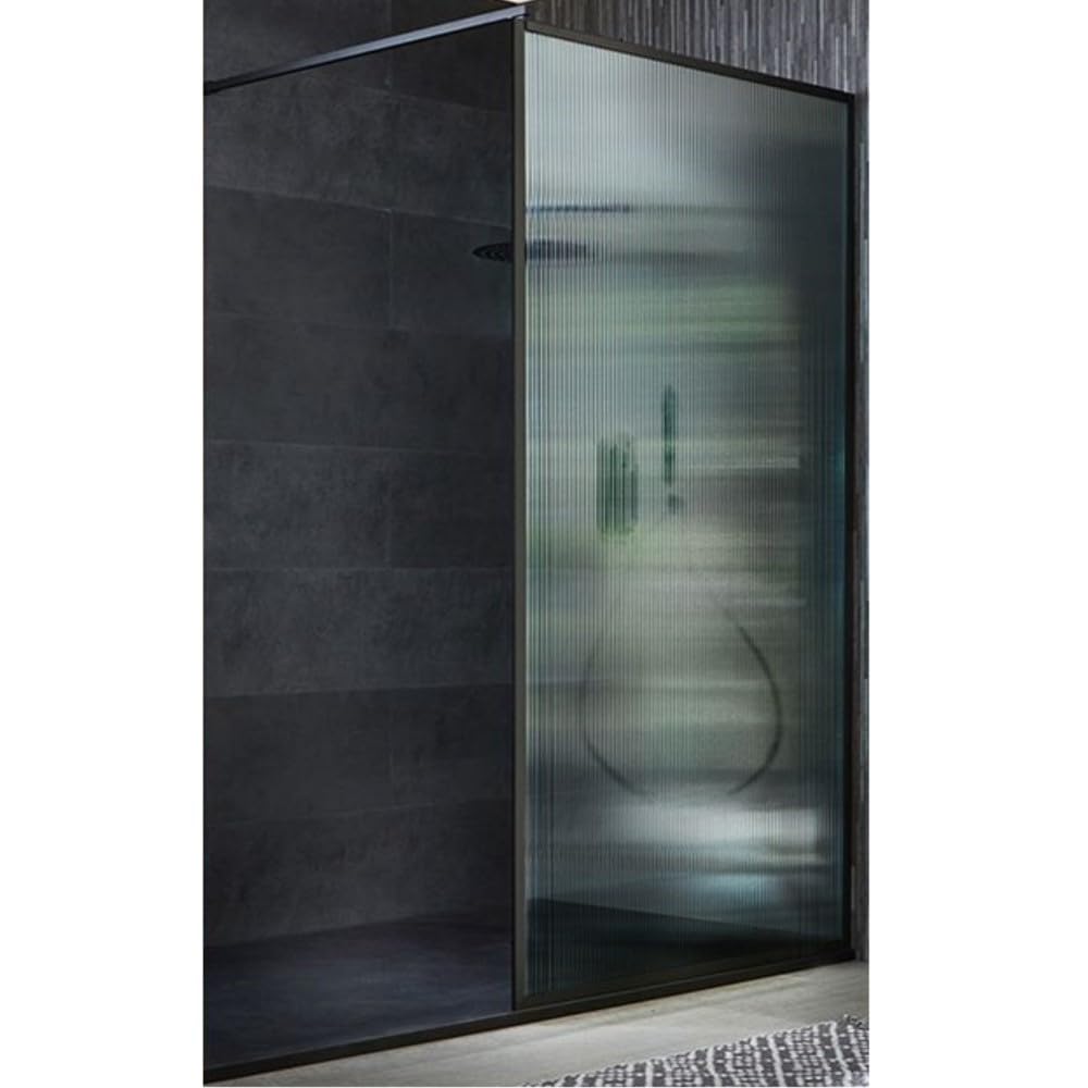 Milano Graphite Florence Black Fluted Glass Framed Shower Enclosure Tray - 1500Mm X 800Mm