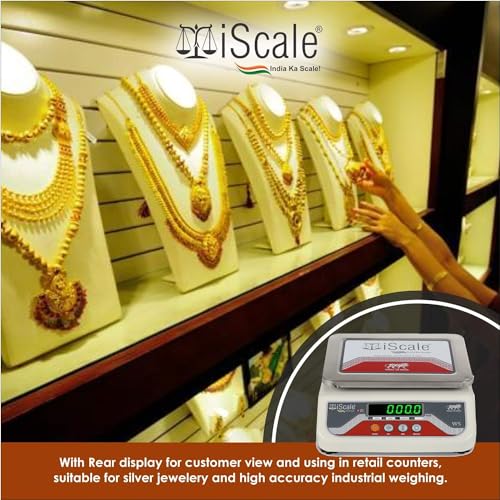 Image of iScale i-04, 6kg x 100mg (0.1g) High Accuracy Analytical Weight Machine - Ideal for Silver Jewelry & Other Precious Metals /Labs - Double Display - Stainless Steel Platform (175x225mm)