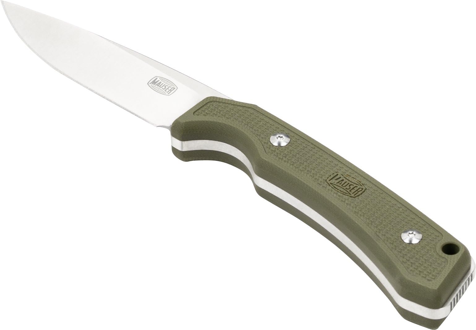 Mauser | Jagdmesser | Fulltang D2-Stahlklinge | G10 Griffschalen | Kydex Scheide | oliv | feststehend | Outdoor | Jagd | robust | rutschfest