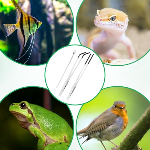 JIYIN 3 Stück Aquarium Pinzette Set, 27cm Gerade Pinzette Lang 26cm Gebogen Pinzettete Futterzange Edelstahl Mit Gummispitze Futterwerkzeug für Wasserpflanze Zange Pflanzenpinzette Gartenarbeiten