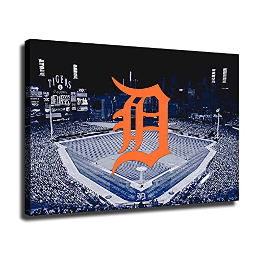 Detroit Tigers Baseball Poster Sports Canvas Wall Art Pattern Print Artwork Decor Home Decor Painting (No Framed,16x24inch)