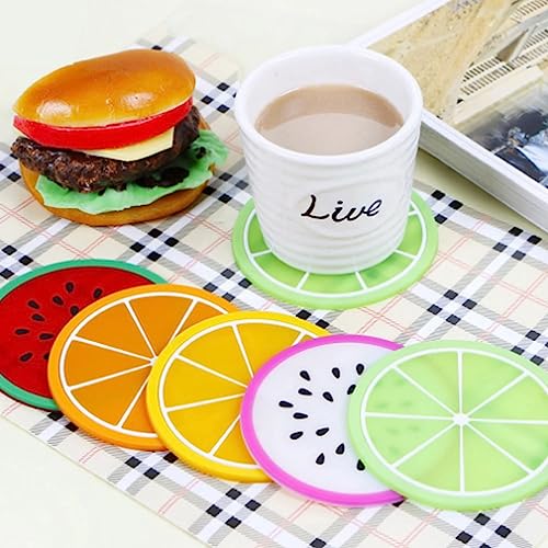 Kit Com 4 Porta Copos Silicone para Drinques Descanso Sucos Antiderrapante De Frutas