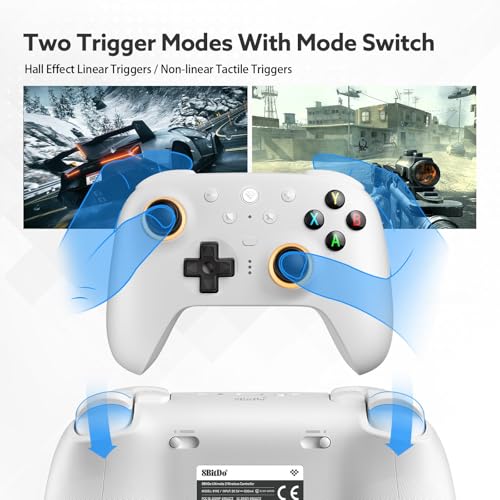 8Bitdo Ultimate 2 Kabelloser 2.4G Controller für PC&Android, TMR Joystick Update, Lange und Kurze Triggersperren, RGB-Feuerring, Kabellose 8Speed Technologie Gaming-Controller mit Ladestation, Weiß – Bild 5