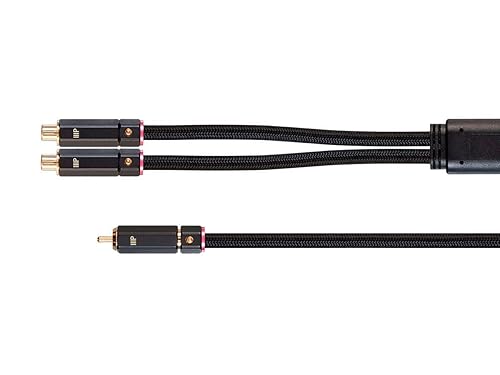 Miniatura 2 de Monoprice Adaptador en Y RCA de 1 macho a 2 hembras - 1 pie - Negro  Conectores chapados en oro, doble blindado con trenzado de cobre - Serie Onix,