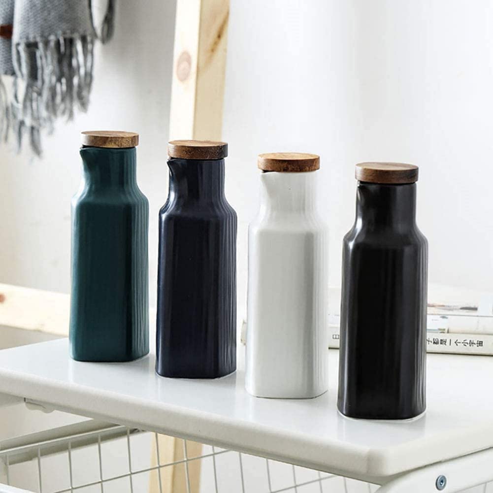 MAGICVOGEL Lot De 3 Boîtes à épices En Céramique Avec Couvercle Aspect Marbre - Porte-épices - Boîte à Sel - Boîtes à Poivre - Avec Plateau De Service En Bois - Blanc