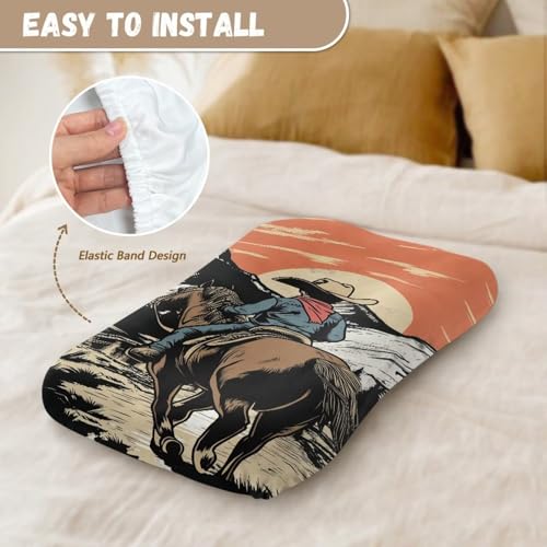 Image of ZOUTAIRONG Bassinet Sheet Set Snug Fitted Cradle Fitted Sheets for Bassinet Pads /Mattress for Boys Girls Unisex Ultra Soft Breathable, Western Cowboy Print