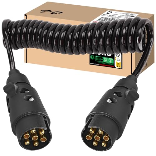 CXTM Rallonge Remorque 7 Broches, Câble de Remorque 7 Broches, Câble de Rallonge 2.3 Mètres, Cable Remorque 7 Broches, Câble Universel pour Remorque/Véhicule Utilitaire/Caravane (Câble 7 Broches 2.3m)