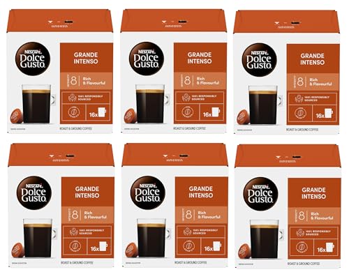 NESCAFÉ DOLCE GUSTO Grande Intenso Coffee Pods x16 (PACK of 6, Total 96 Pods) – Bold & Aromatic Long Cup with Rich Crema
