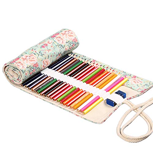 Preisvergleich Produktbild JoyRolly stiftemappe rollmäppchen Leinwand Federmäppchen Bleistiftbeutel Federmäppchen Mädchen Federmäppchen aufrollen 24