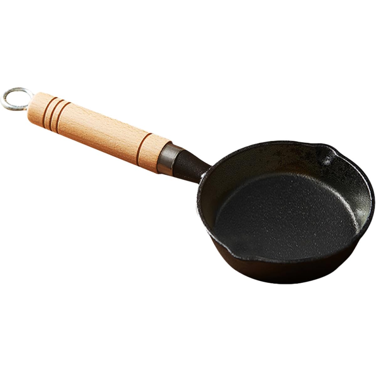 Poêle à frire en fonte 16 cm petite casserole à beurre avec poignée en bois
