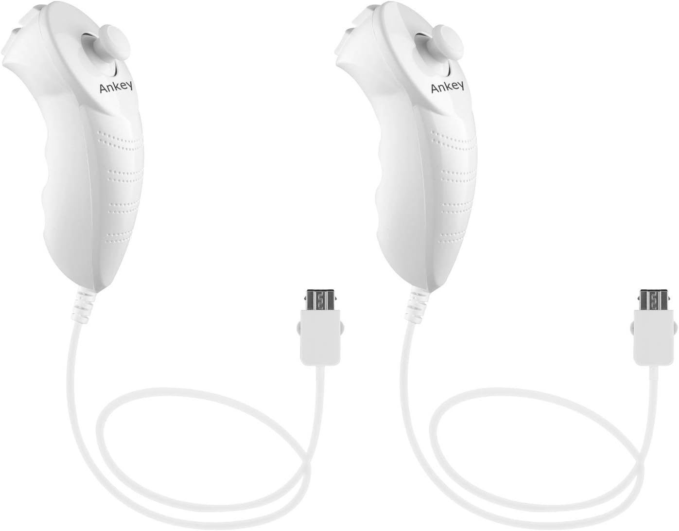 2Packs Nunchuck Controller Remote Replacement for Nintendo Nunchuk Wii Wii U Console White (White)