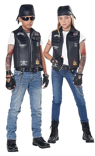 Disfraz Chaleco Biker Cool Kid X-Large Negro miniatura 1
