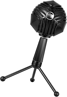 Btuty GM-888 USB Condenser Microphone Ball-shaped Mic with Desktop Mini Metal Tripod Stand for PC Laptop Playing Games Computer Studio Recording Singing Broadcast Meeting