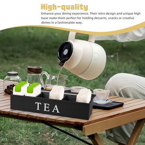 Teebeutel Organizer Mit 6 Fächern, 43 X 9 X 8,7cm Teeboxen Für Teebeutel, Teebeutel Aufbewahrungsbox Aus Massivholz Schwarz, Tee Aufbewahrung Für Teebeutel Kaffeeweißer Gewürzbeutel (Schwarz)