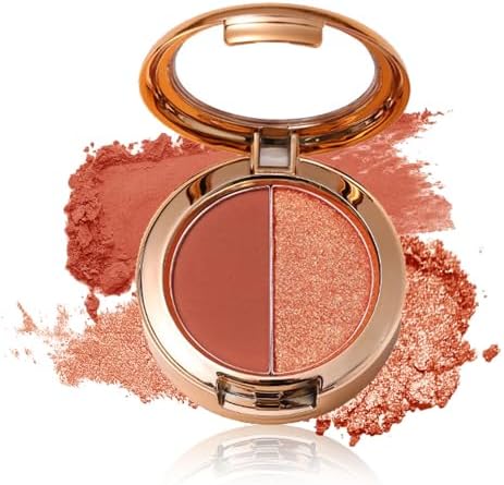 ZHISHUDL Double Color Eyeshadow Palette Matte Glitter Eyeshadow Makeup Palette High Pigment Eye Shadow Powder Soft Shimmer Eye Makeup - 01 Sunset Orange