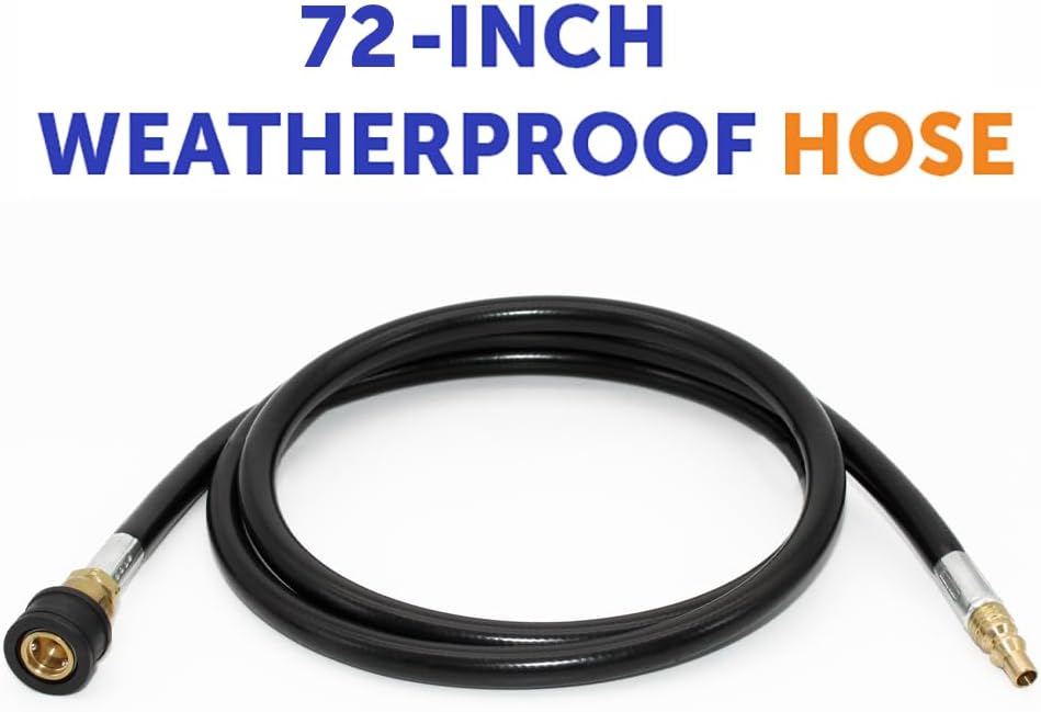 Flame King RV BBQ Grill with 214 Sq Inch Cooking Surface & 72 Inch Quick Connect Gas Hose Bundle - Trailer Mounted Grill with Dual Connect LP Hose