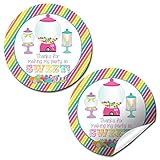 Candy & Sweet Shop Birthday Party Thank You Sticker Labels, 40 2' Party Circle Stickers by AmandaCreation, Great for Party Favors, Envelope Seals & Goodie Bags
