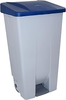 Denox 23400 - Contenedor basura selectivo con pedal y ruedas, color azul, talla 120 L