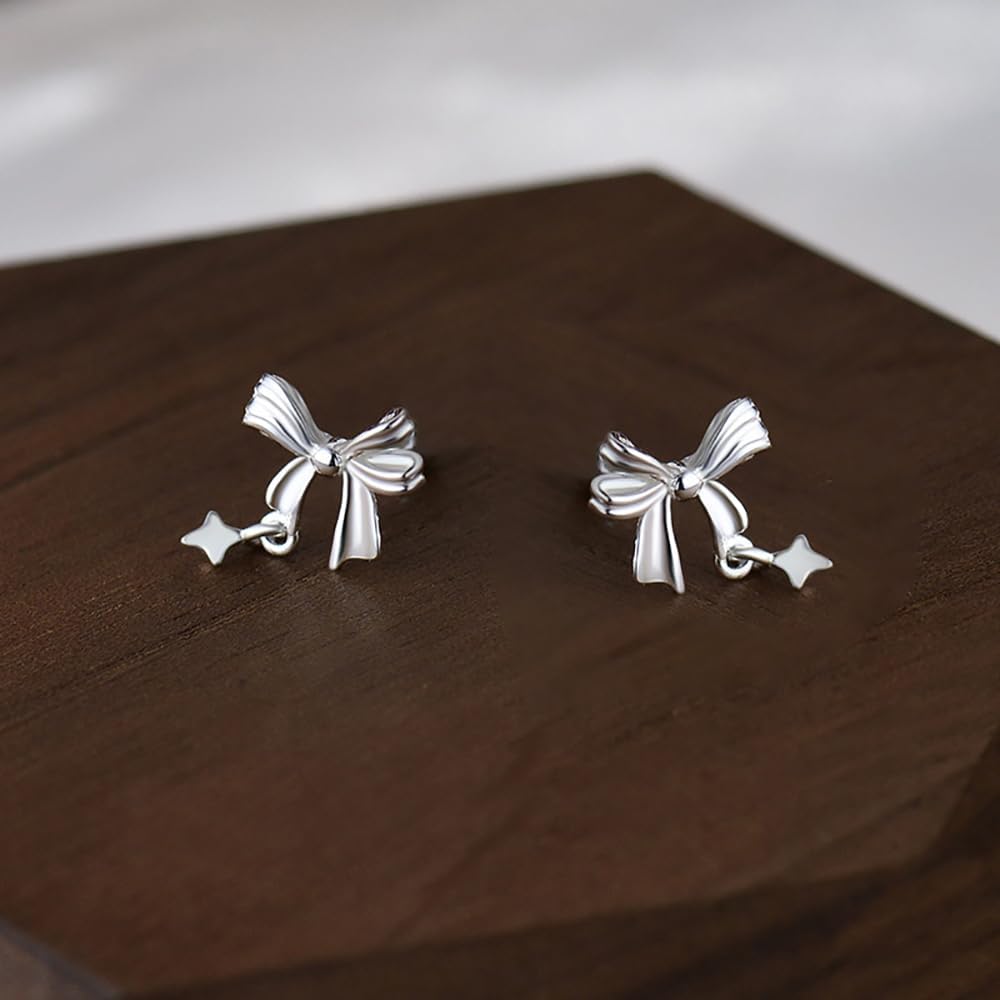 925 Sterling Silver Bow Stud Earrings for Women Teens Small Ribbon Stud Earrings Bowknot Hypoallergenic - Image 4