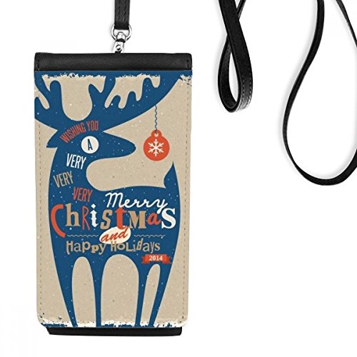 Cadeau de Noël bleu cerf pour smartphone pochette et porte-monnaie cuir