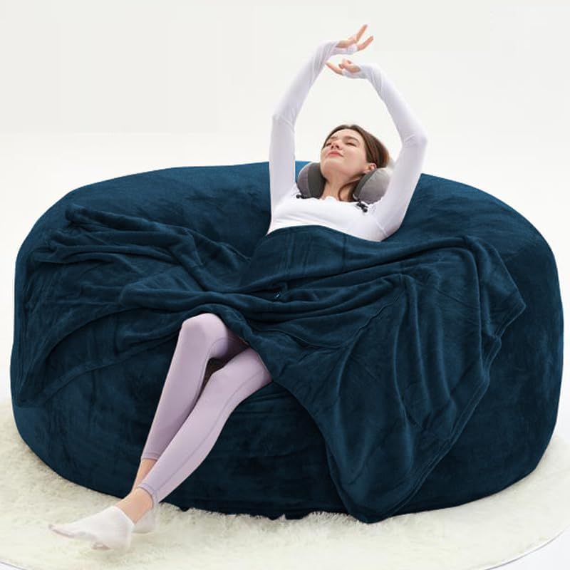Image of extra large bean bag chair,5FT,beanbag chair with filler,memory foam bean bag,Soft and comfortable giant beanbag,muebles sala de estar,Leisure reading chair suitable for bedroom(Coffee Color, 5 Foot)