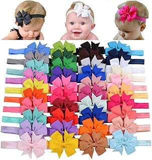 40pcs Baby Girls Grosgrain Ribbon Hair Bows Headbands 3" Hair Band Hair Accessories for Infants Newborn Toddler