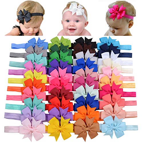 Lot De 2 Bandeaux Pour Bébé Fille - Dentelle Blanche Et Fleurs - Taille 38-50 Cm (0-3 Ans) - Doux Et Confortable