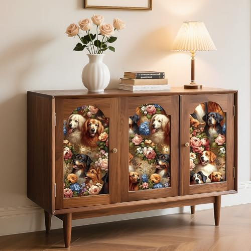 Papier peint fleurs et chiens Livelynine 44,5x200,8 cm rouleau adhesif repositionnable pour mur