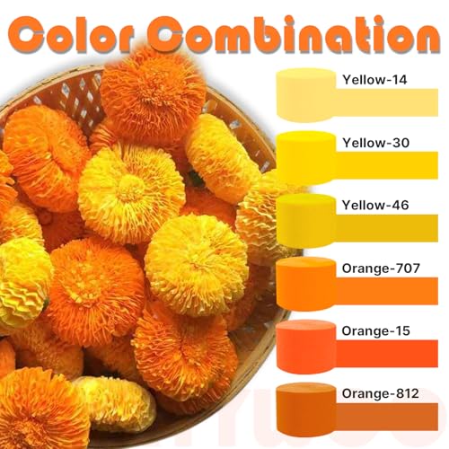 Image of PartyWoo Orange Crepe Paper Streamers 6 Rolls 492 ft Pack of Burnt Orange Crepe Paper Rolls for Graduation Thanksgiving Halloween Baby Shower Birthday Party Decorations (1.8 Inch x 82 Ft /Rolls)