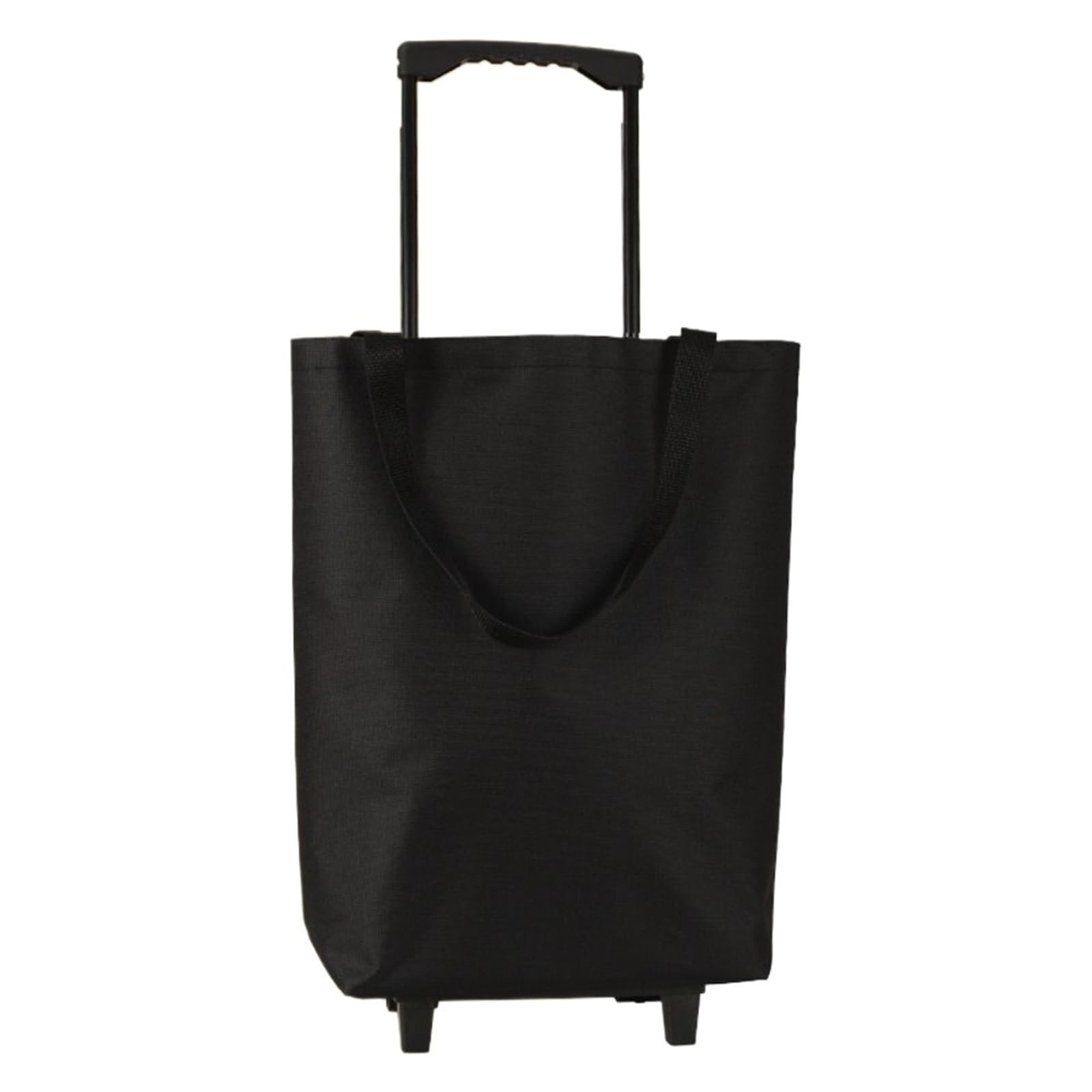 Bolsa De La Compra Plegable con Ruedas Carro de Compras con Ruedas, Bolsa con Ruedas con Correas de Mano, Bolsa de comestibles Plegable Reutilizable(Black-No Buckle)