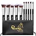 Qivange Makeup Brushes, Synthetic Foundation Eyeshadow Kabuki Brush Set(10pcs Black with Silver)