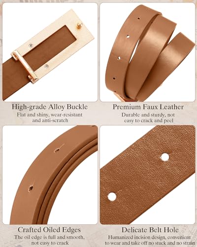 JaGely 5 Pcs Women Skinny Leather Belts Thin Women Waist Belt for Dresses Jeans Pants with Gold Buckle2