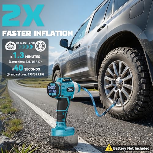 Image of 2X Faster 160PSI Cordless Tire Inflator Compatible with Makita 18V Battery