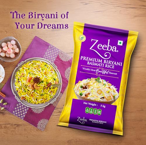 Image of Zeeba Premium Biryani Rice 5 Kg, Chef's Choice, Restaurant Style, Extra Long Grains (Cooked length upto 26mm*) (Pack of 2)