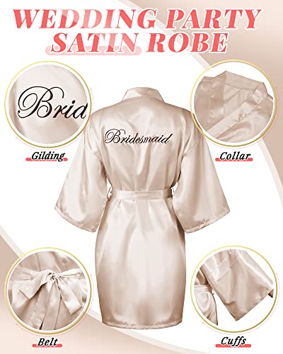 Image of Jecery 7 /12 Pcs Bridesmaid Robes Bride Kimono for Wedding Day Satin Embroidered Bridal Party Robes