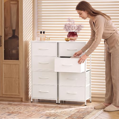 Image of WLIVE Small Dresser Nightstand for Bedroom, 4 Drawers, White