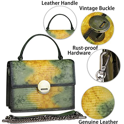 Image of Genuine Leather Satchel for Women Small Purse Vintage Handmade Top Handle Handbag Retro Designer Crossbody Phone Bag