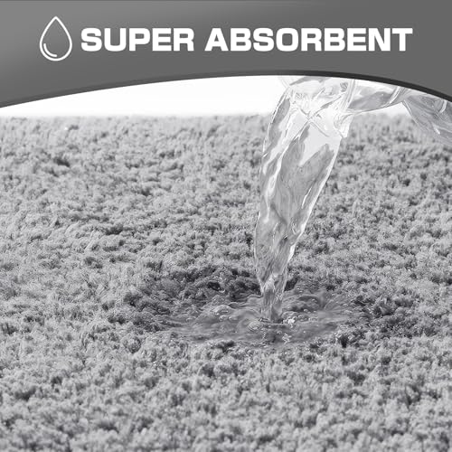 wyewye Mikrofaser-Badematte, Fußmatte, Haustiermatte, 2 cm, super dicker Badteppich, Badezimmerteppich, 40 x 60 cm, grau, maschinenwaschbar, rutschfest, super saugfähig, flauschig, Anti-Schimmel