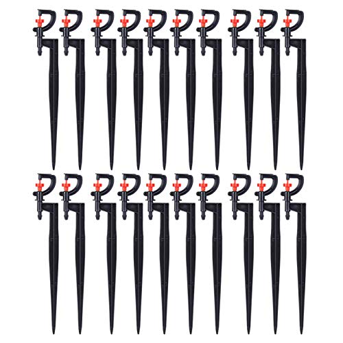 OUKENS Aspersor de riego, 20 Piezas, Micro aspersor Giratorio de 360 Grados de Tipo G, aspersor de césped para riego de césped de Invernadero de jardín con Manguera de riego 4/7