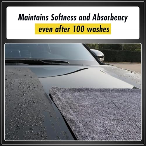 Image of ALOUD CREATIONS 1Pc Microfiber Cloth for Car Cleaning | 1200 GSM | Twisted Loop Super Absorbent Edgeless Design with Plush Pile | Double Sided Thick Lint Free Cloth for Drying & Detailing | 40x60cm