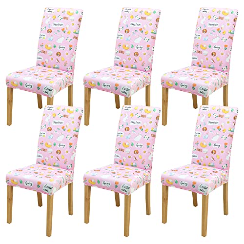 Bietyone Easter Chair Covers For Dining Room Set Of 6,Happy Easter Pattern Chair Slipcovers Protector For Dining Room Living Room Hotel (Easter 06) #TOP16