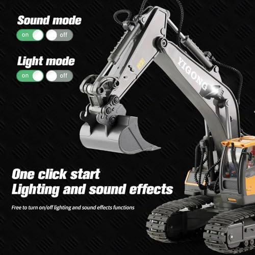 Image of Daji Rc Excavator 11 Channel Rc Excavator Truck Toys Metal Shovel, 1 /20 Remote Control Construction Vehicles Tractor, 2.4Ghz Boy Toy Gift for Kids and Adults - Multicolour