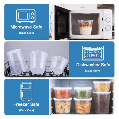 Image of Lamosi 60 Sets Deli Containers With Lids, 8 /16 /32 oz Quart Containers